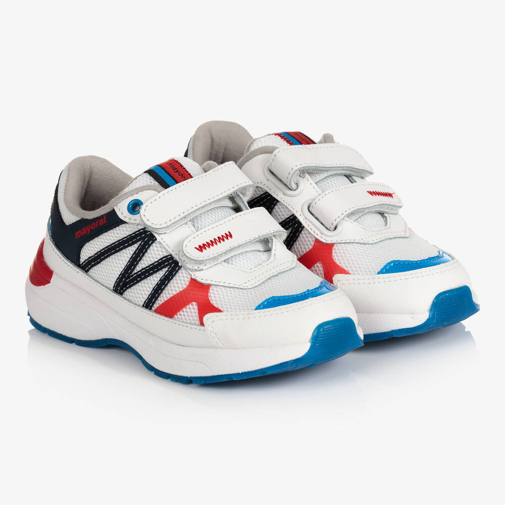 Mayoral - Boys White Leather Trainers | Childrensalon