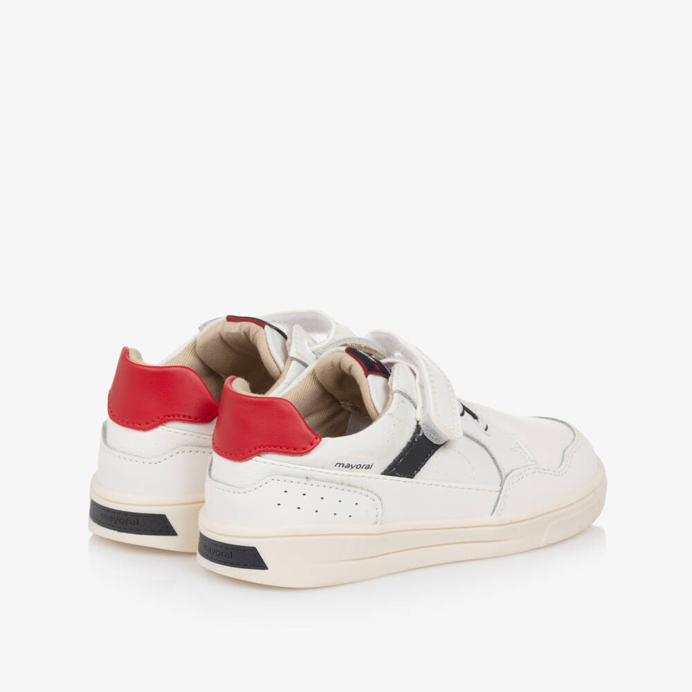 Mayoral-Boys White Leather Velcro Trainers | Childrensalon Outlet
