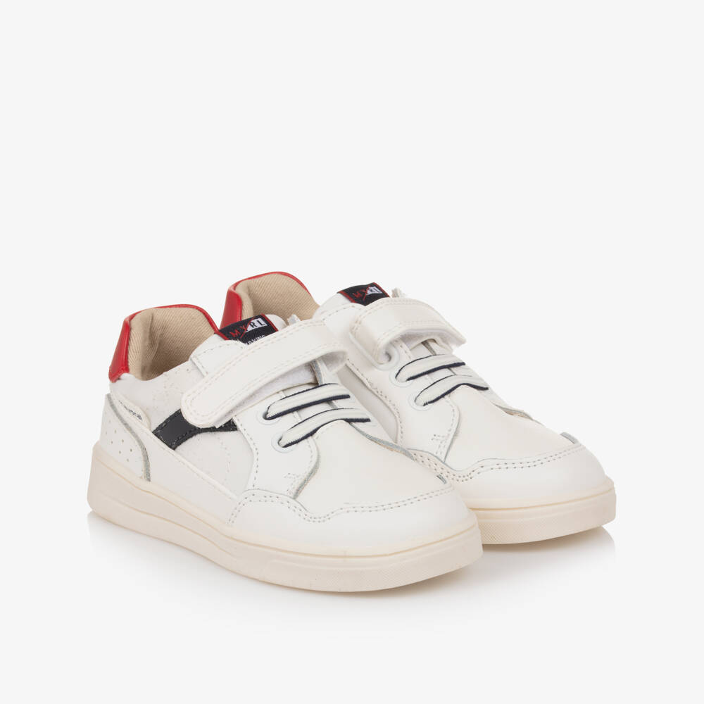 Mayoral-Boys White Leather Velcro Trainers | Childrensalon Outlet