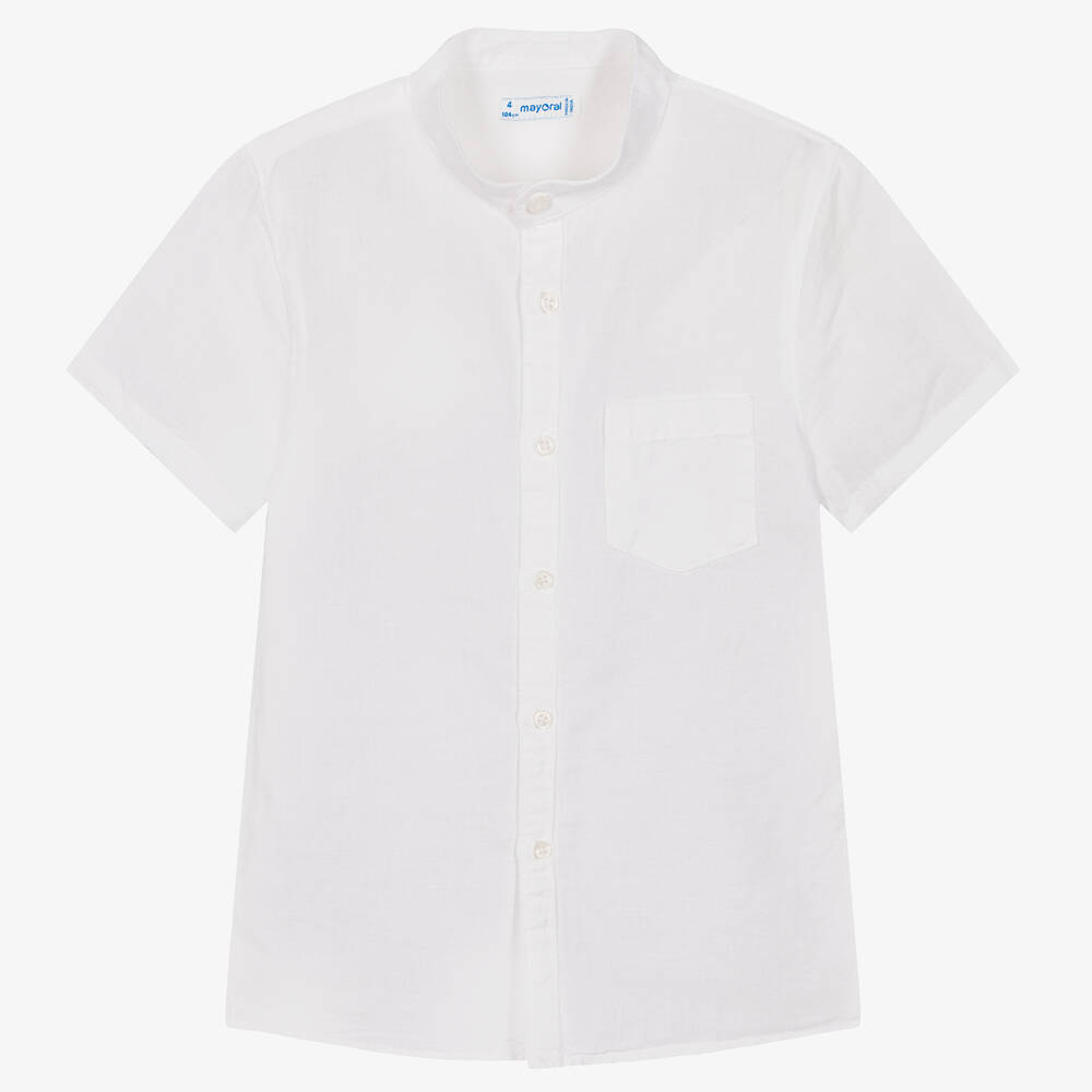 Mayoral-Boys White Linen Shirt | Childrensalon Outlet