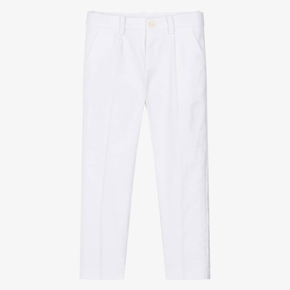 Mayoral-Boys White Linen Slacks | Childrensalon Outlet