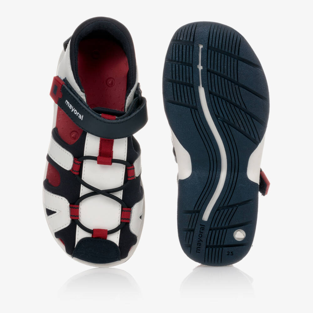 Mayoral-Boys White & Navy Blue Sandals | Childrensalon Outlet