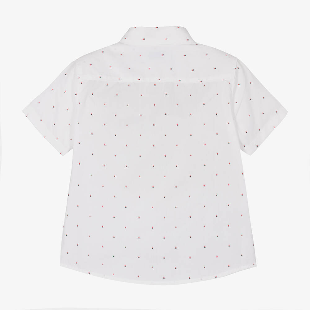 Mayoral-Boys White Patterned Cotton Shirt | Childrensalon Outlet