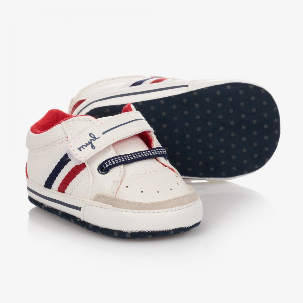 Mayoral Newborn - Boys White & Red Pre-Walkers | Childrensalon