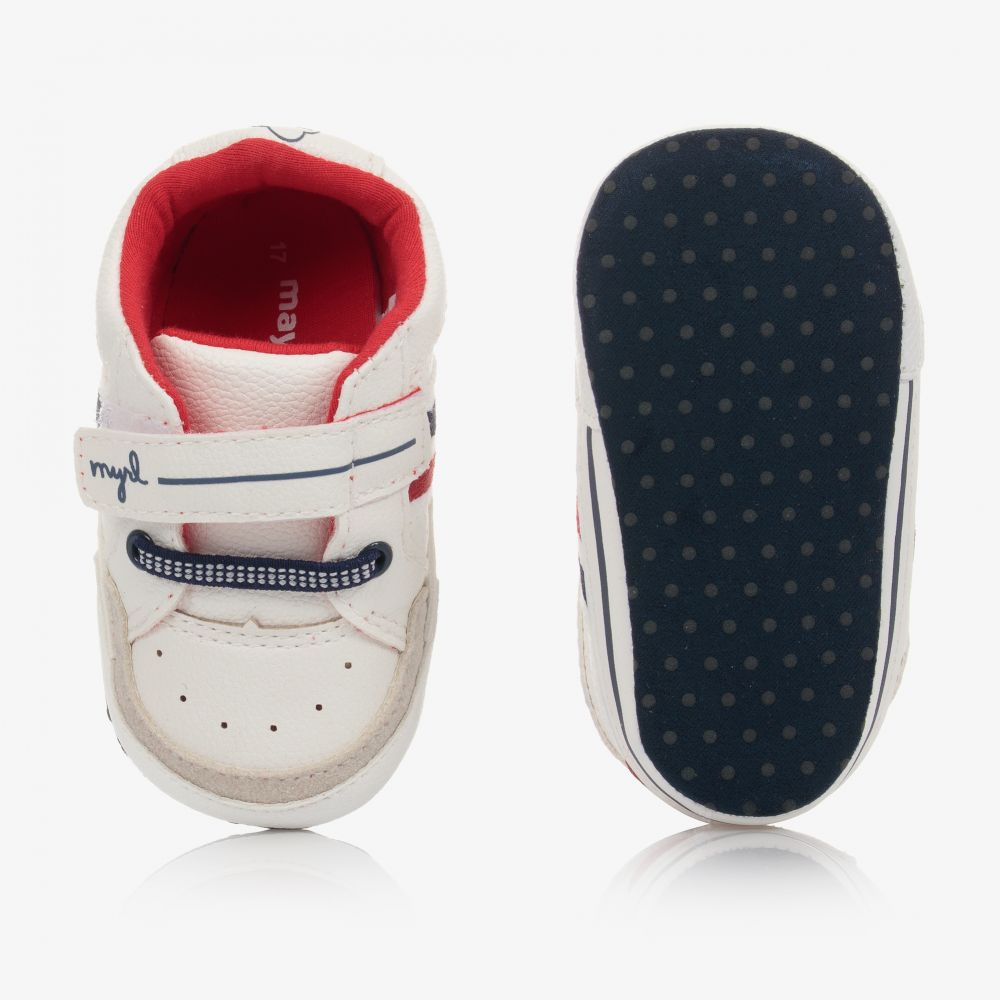 مايورال Newborn-ترينرز جلد صناعي لون أبيض وأحمر لمرحلة قبل المشي للمواليد | Childrensalon Outlet