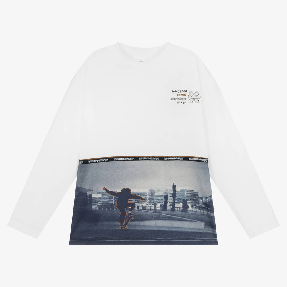 Mayoral Nukutavake - Boys White Skateboard Top | Childrensalon