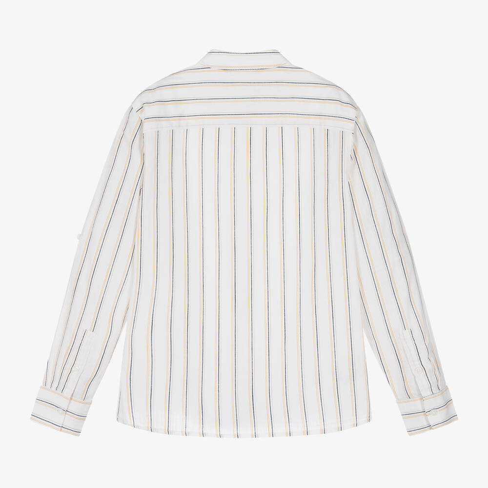 Mayoral Nukutavake-قميص قطن مقلم لون أبيض للأولاد | Childrensalon Outlet