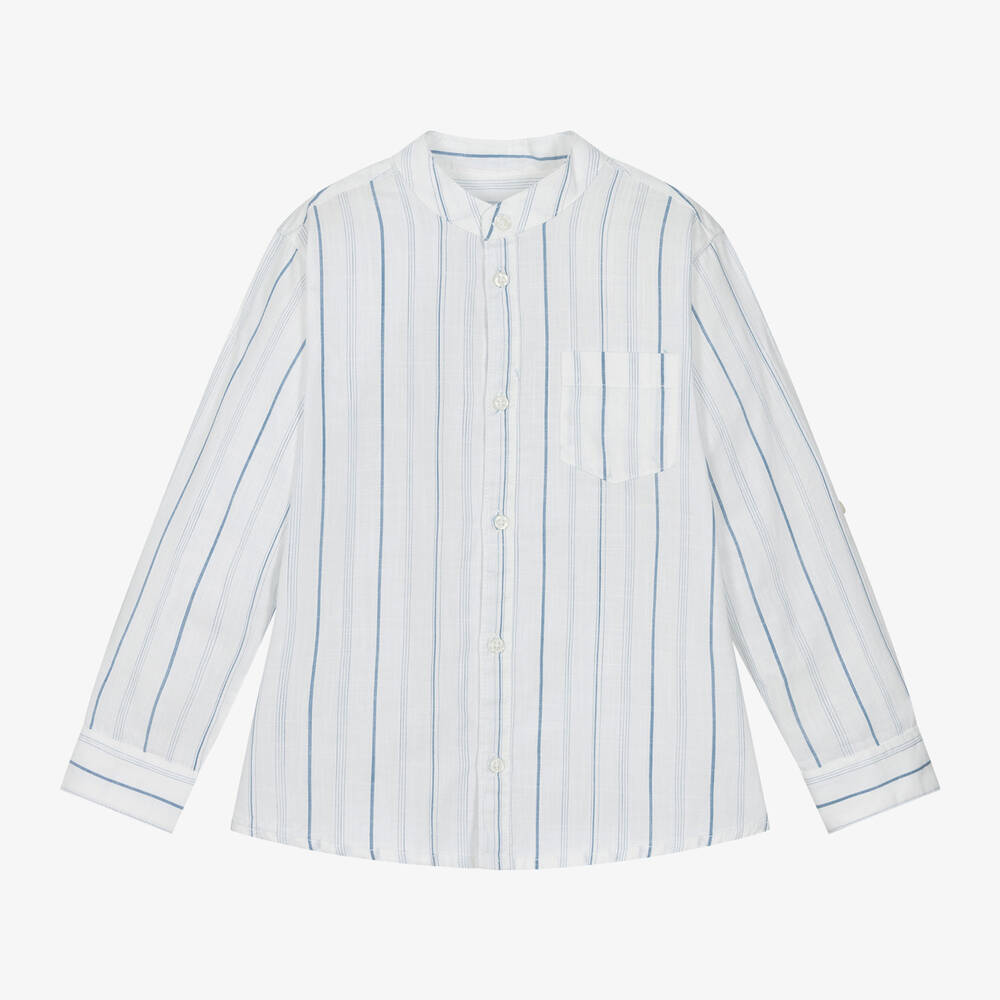 Mayoral-قميص قطن مقلم لون أبيض للأولاد | Childrensalon Outlet