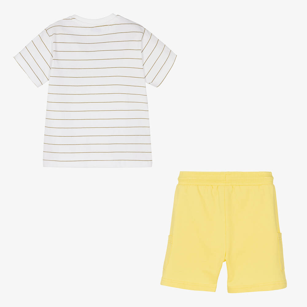 Mayoral-Boys White & Yellow Cotton Shorts Set | Childrensalon Outlet