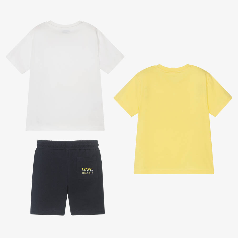 Mayoral-Boys White & Yellow Cotton Shorts Set | Childrensalon Outlet