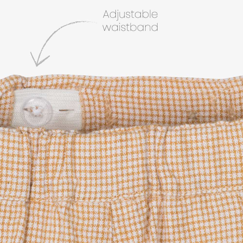 Mayoral-Boys Yellow Check Cotton Shorts Set | Childrensalon Outlet