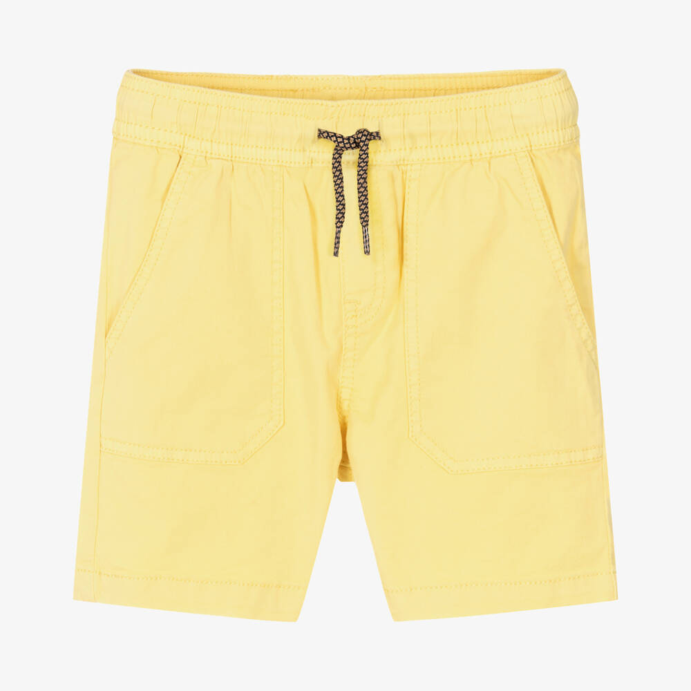 Mayoral-Boys Yellow Cotton Drawstring Shorts | Childrensalon Outlet