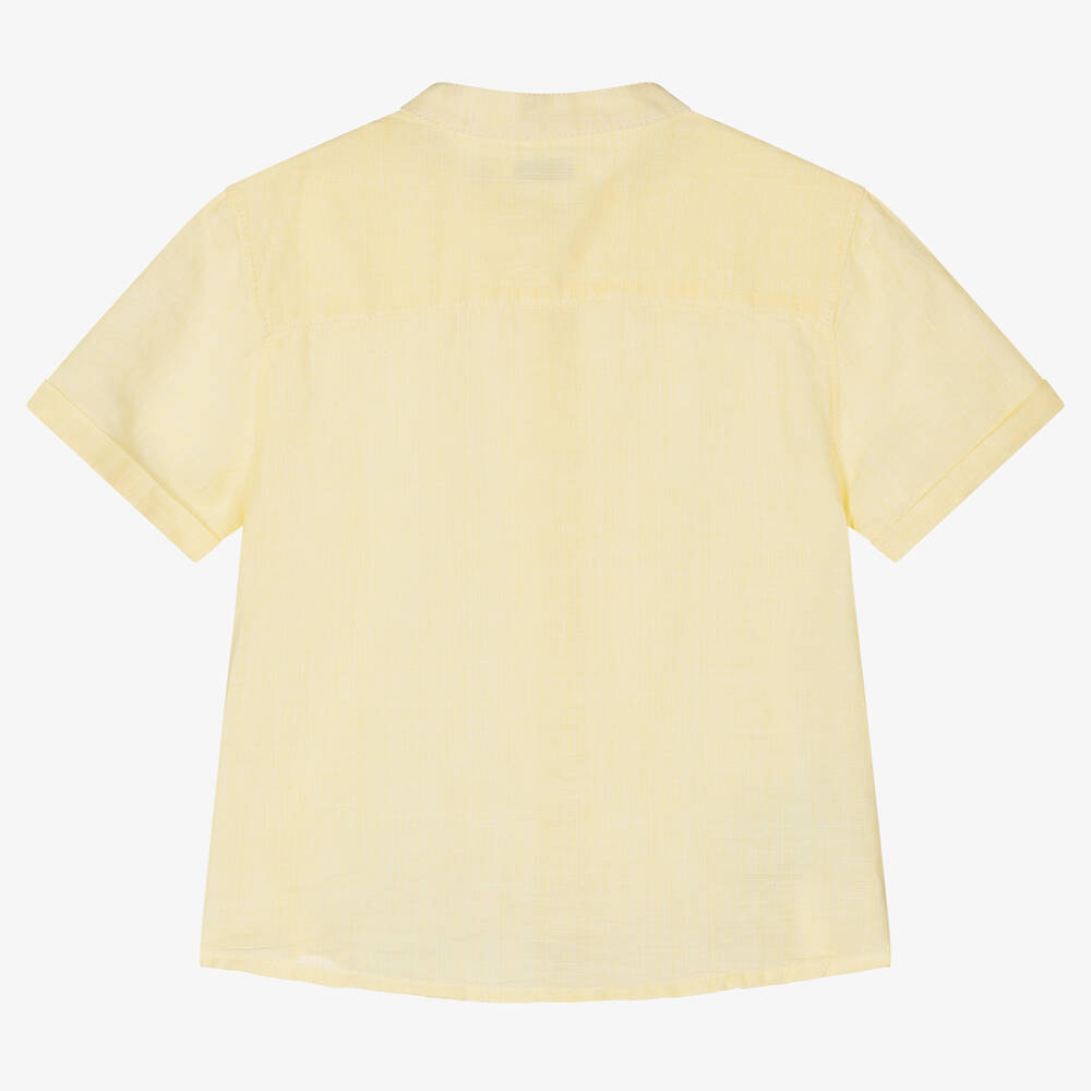 مايورال-قميص أطفال ولادي قطن وكتان لون أصفر | Childrensalon Outlet
