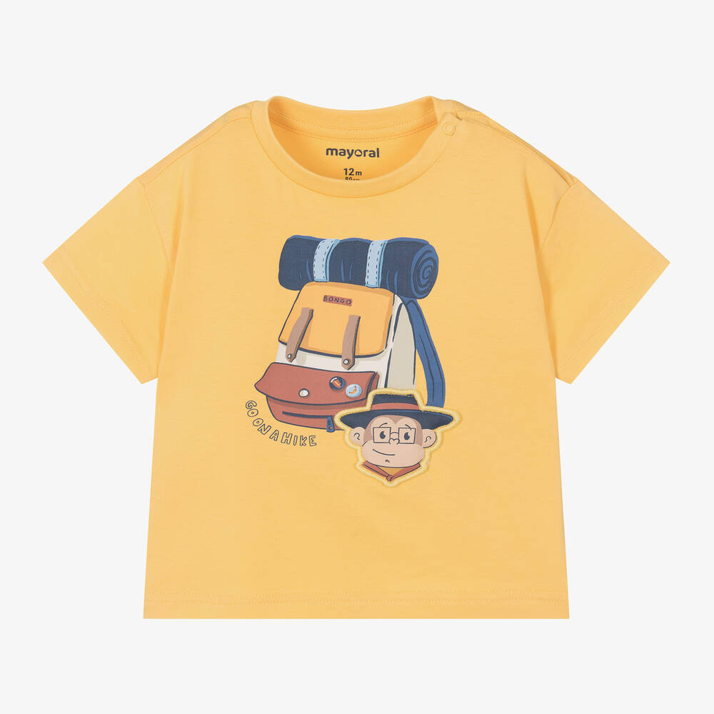 Mayoral-Boys Yellow Cotton Monkey T-Shirt | Childrensalon Outlet