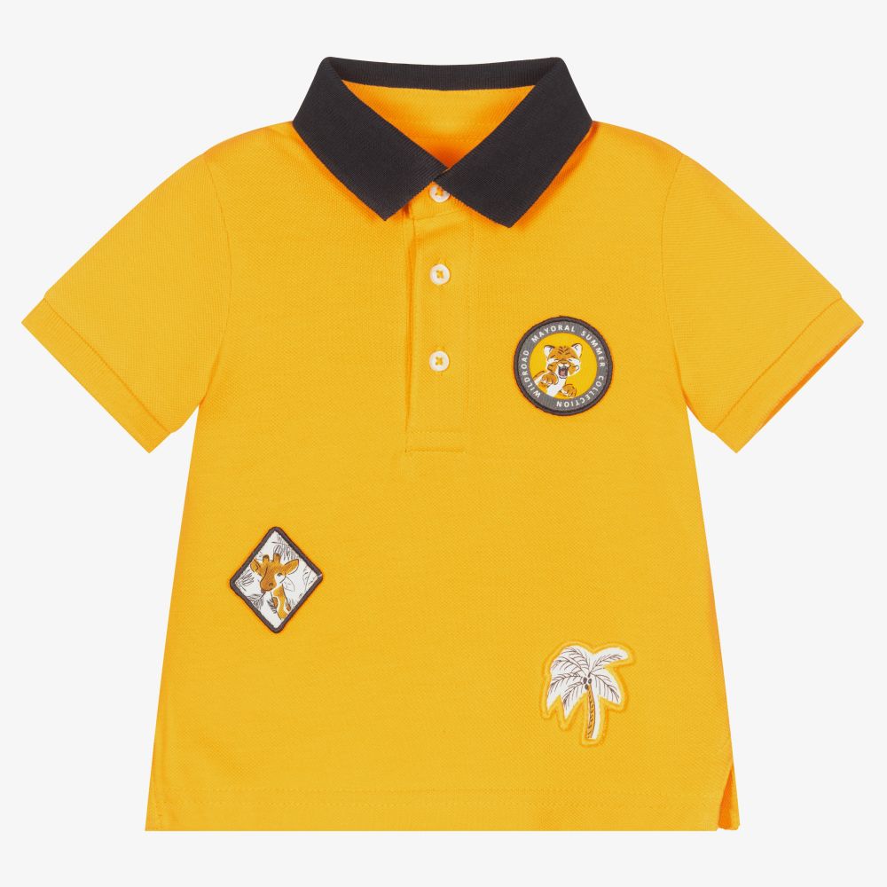 Mayoral - Boys Yellow Cotton Polo Shirt | Childrensalon