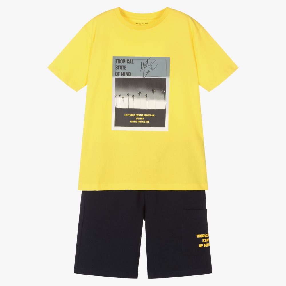 Mayoral Nukutavake - Boys Yellow Cotton Shorts Set | Childrensalon