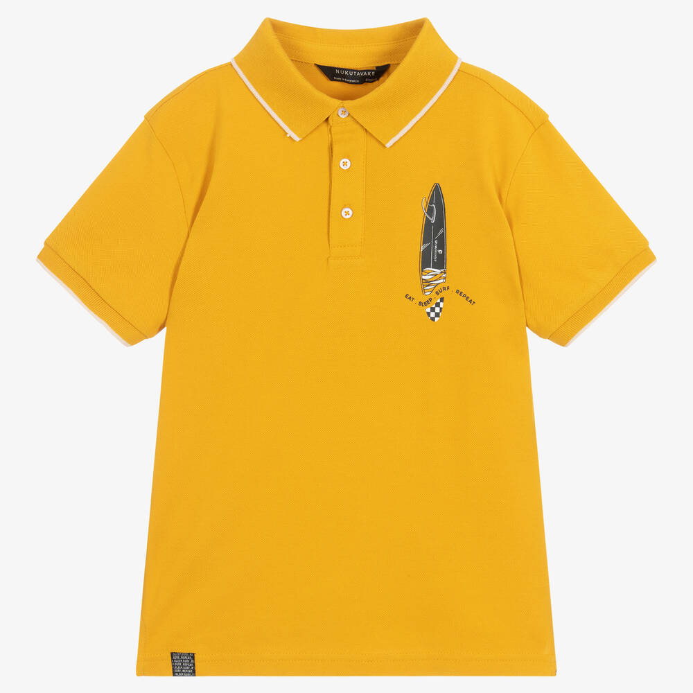 Mayoral Nukutavake - Boys Yellow Cotton Surf Polo Shirt | Childrensalon
