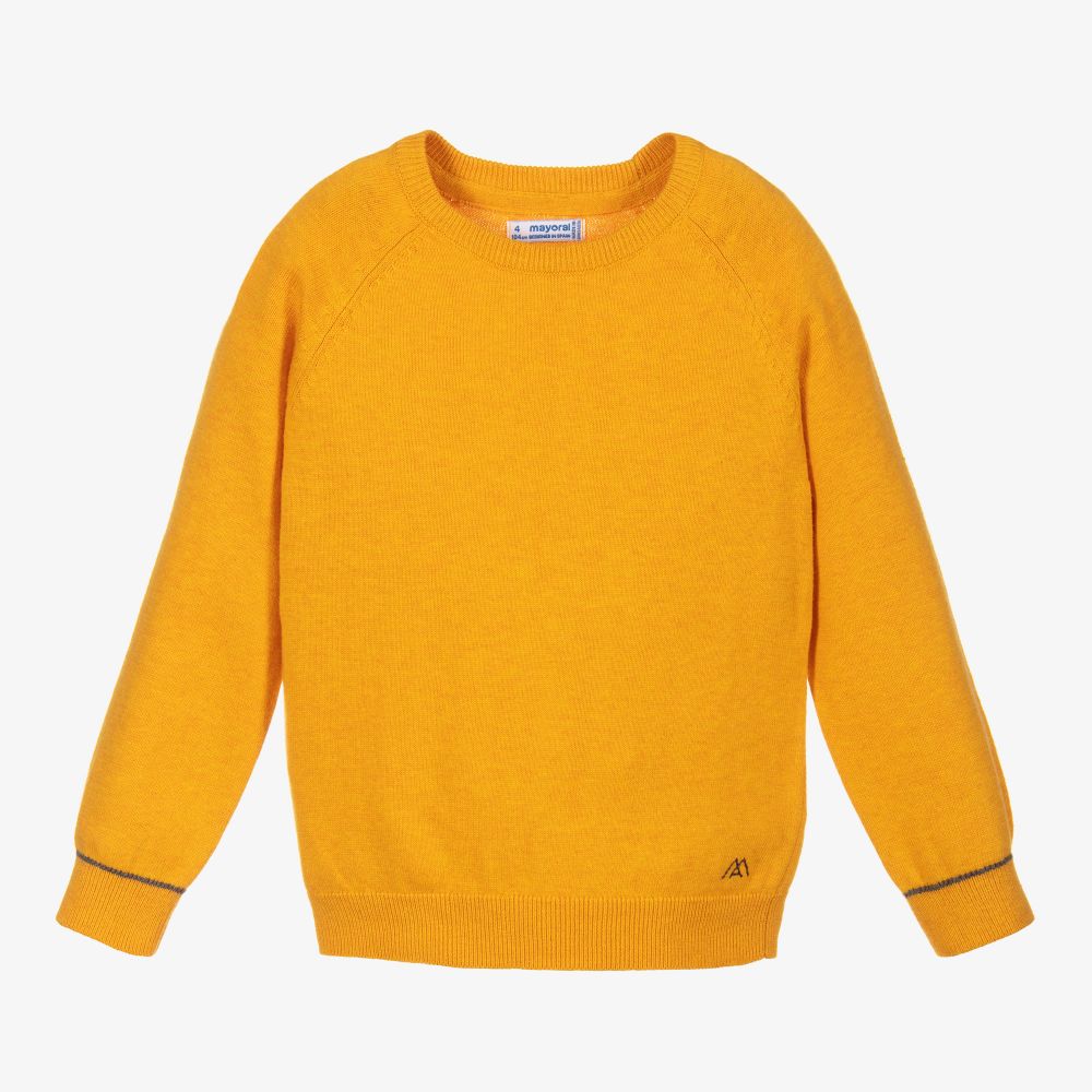 Mayoral - Boys Yellow Cotton Sweater | Childrensalon