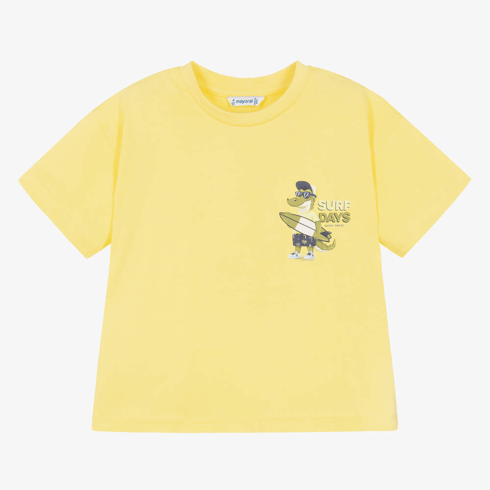 Mayoral - T-shirt jaune en coton garçon | Childrensalon
