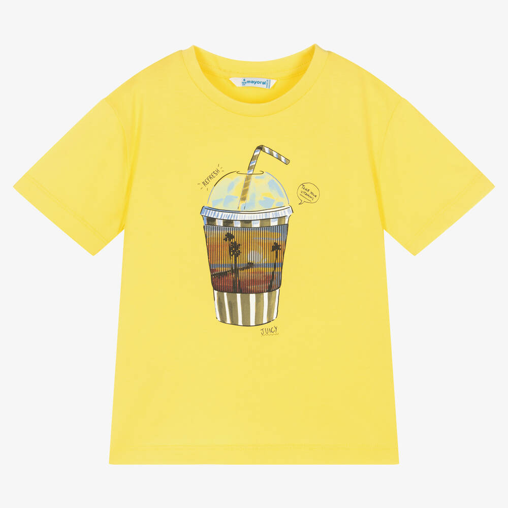 Mayoral - T-shirt jaune en coton garçon | Childrensalon