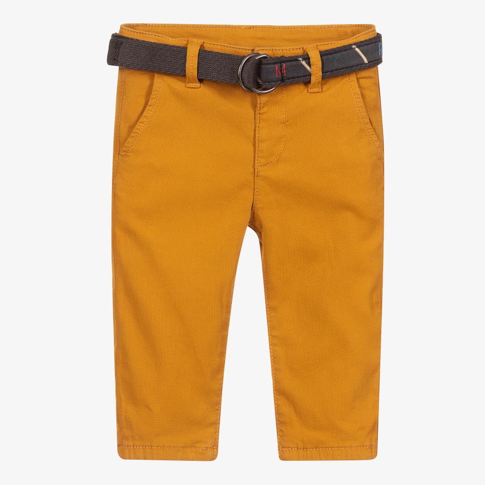 Mayoral - Boys Yellow Cotton Trousers | Childrensalon