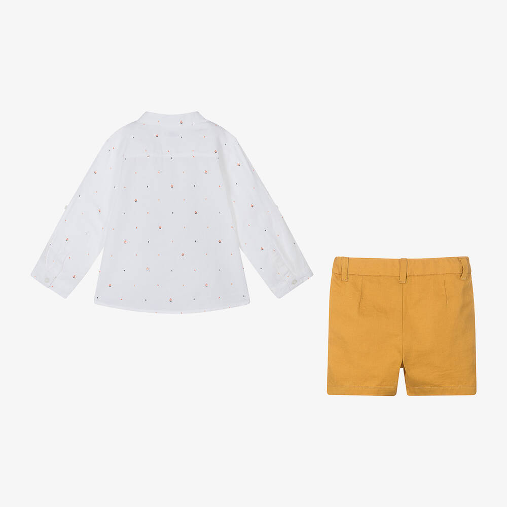Mayoral-Boys Yellow Cotton Twill Shorts Set | Childrensalon Outlet