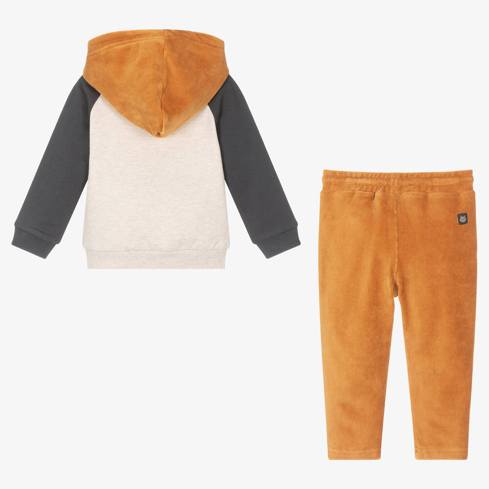 Mayoral-طقم بنطلون قطن كوردروي لون أصفر ورمادي | Childrensalon Outlet