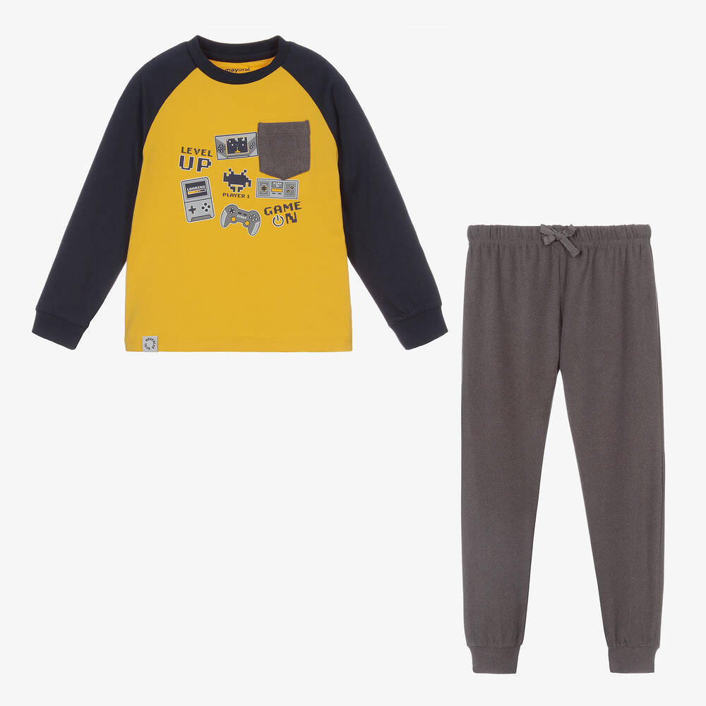 Mayoral-Желто-серая пижама для мальчиков | Childrensalon Outlet