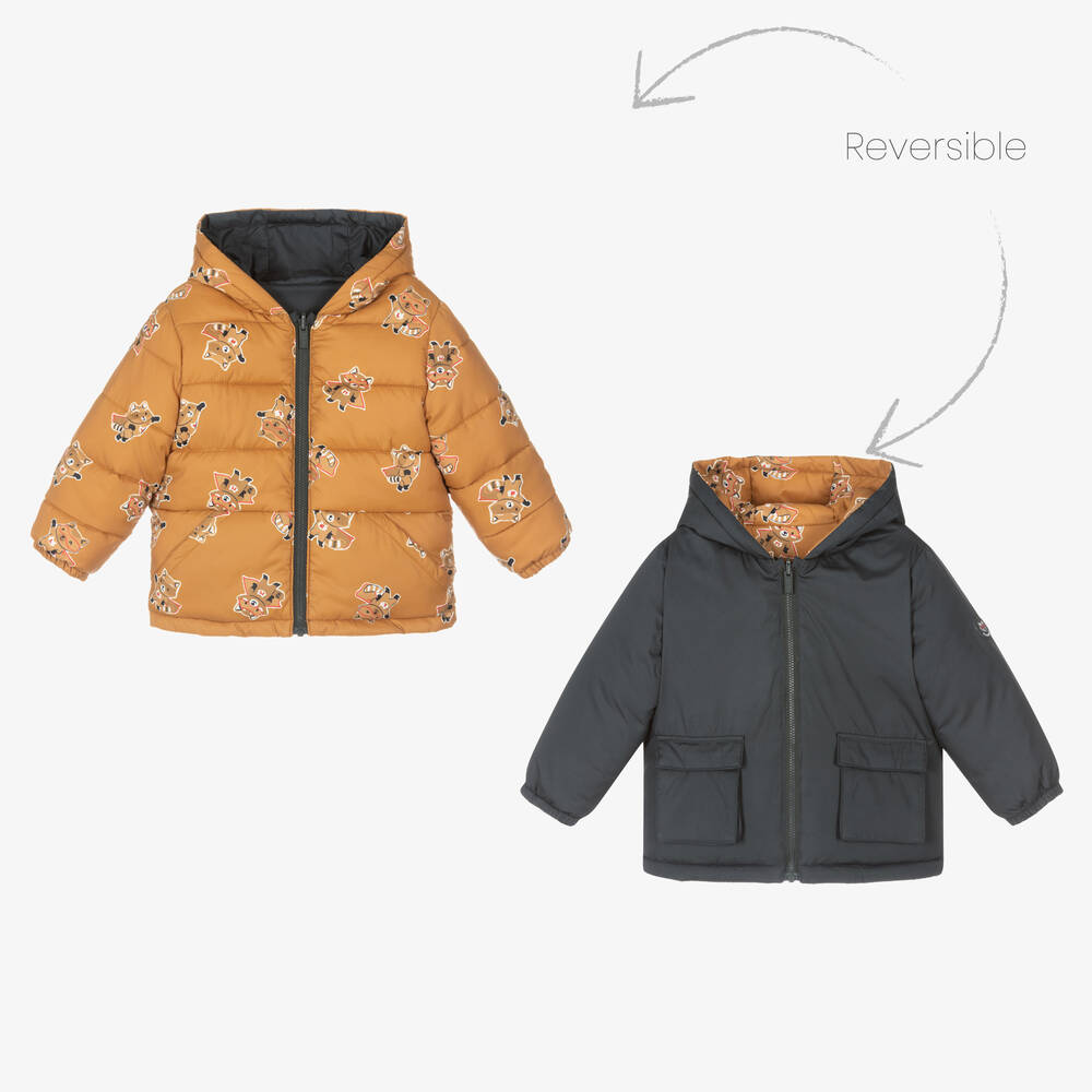 Mayoral - Boys Yellow & Grey Reversible Hooded Jacket | Childrensalon