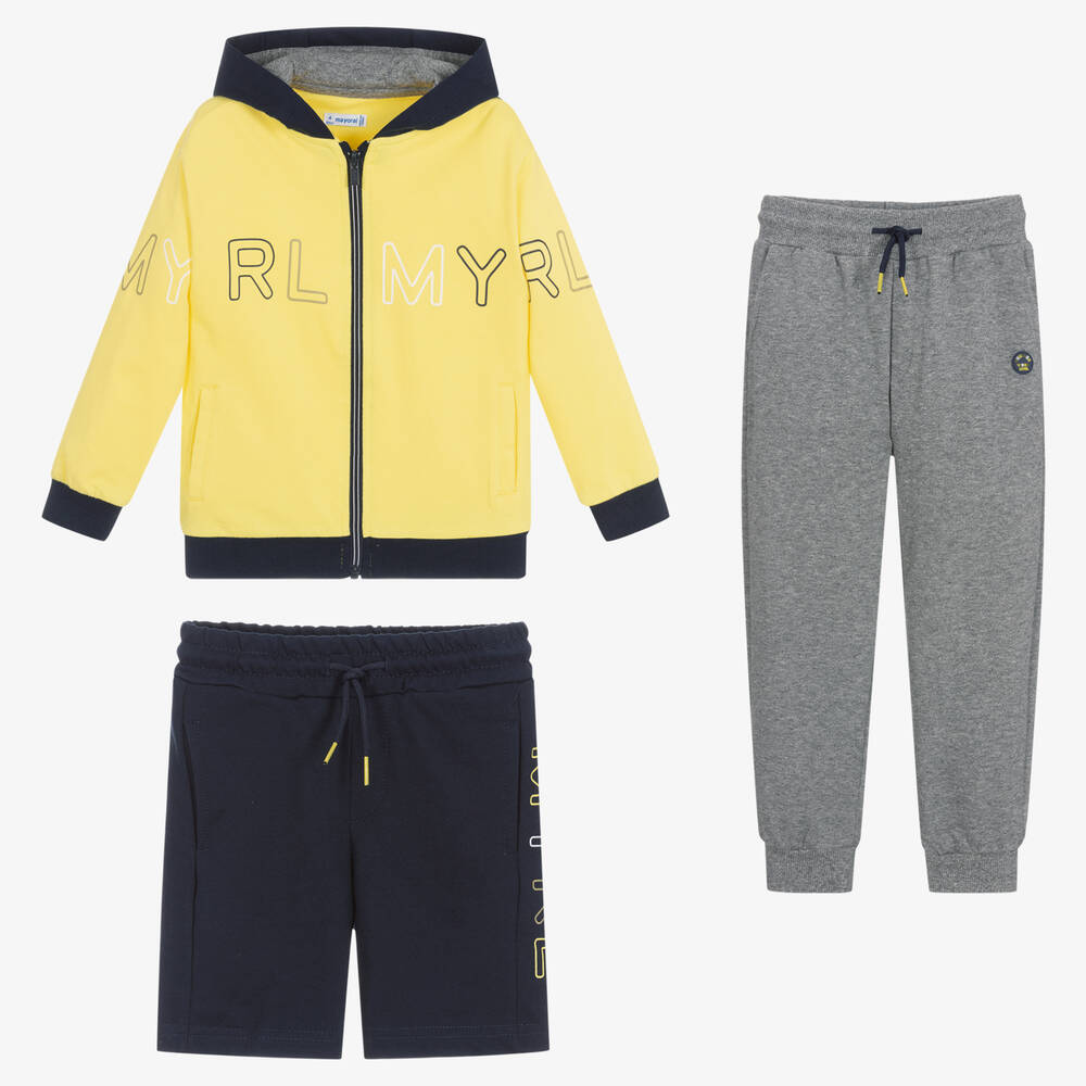 Mayoral - Boys Yellow & Grey Tracksuit Set | Childrensalon