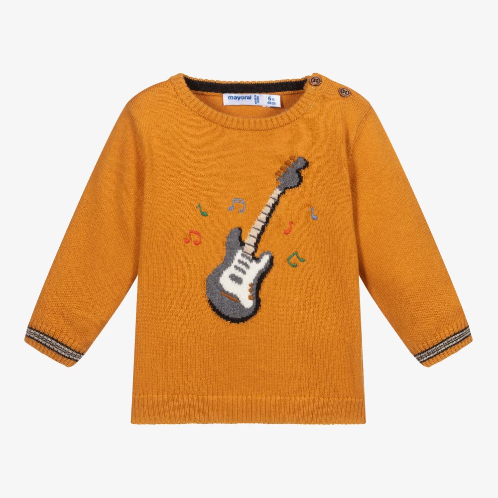 Mayoral - Желтый свитер с гитарой для мальчиков | Childrensalon