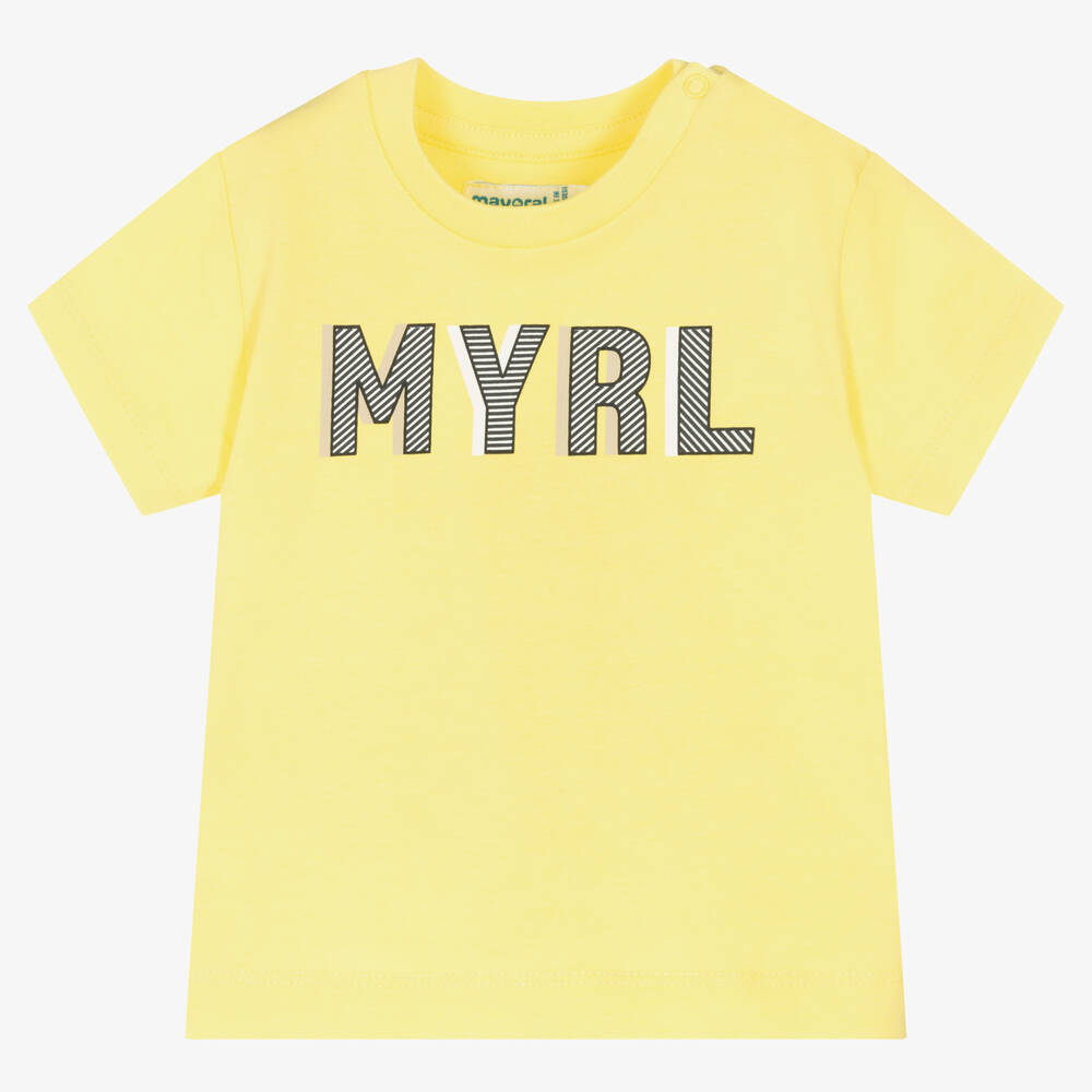 Mayoral - Boys Yellow Logo T-Shirt | Childrensalon