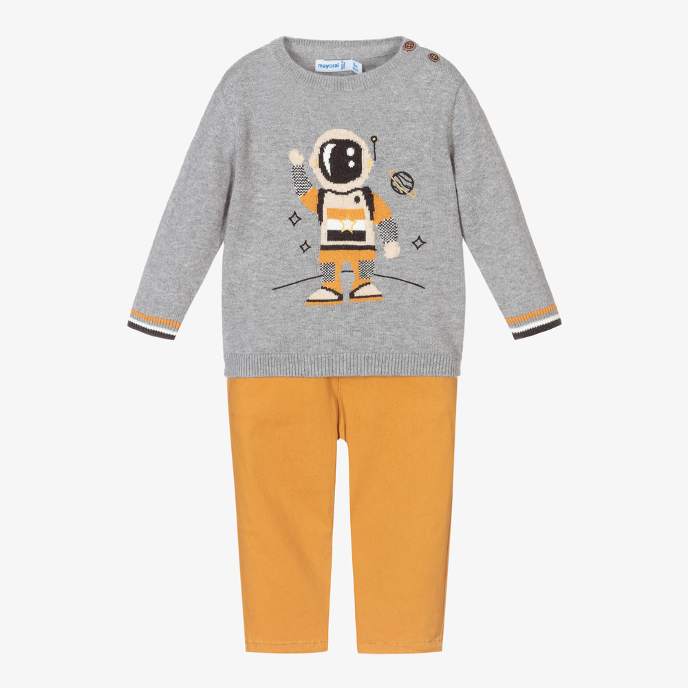 Mayoral-Boys Yellow Robot Trouser Set | Childrensalon Outlet