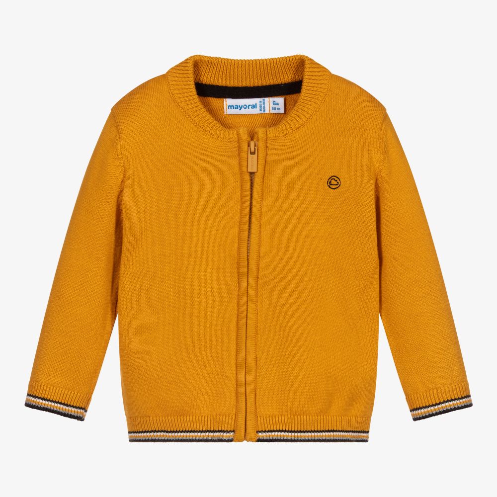 Mayoral - Boys Yellow Zip-Up Cardigan | Childrensalon