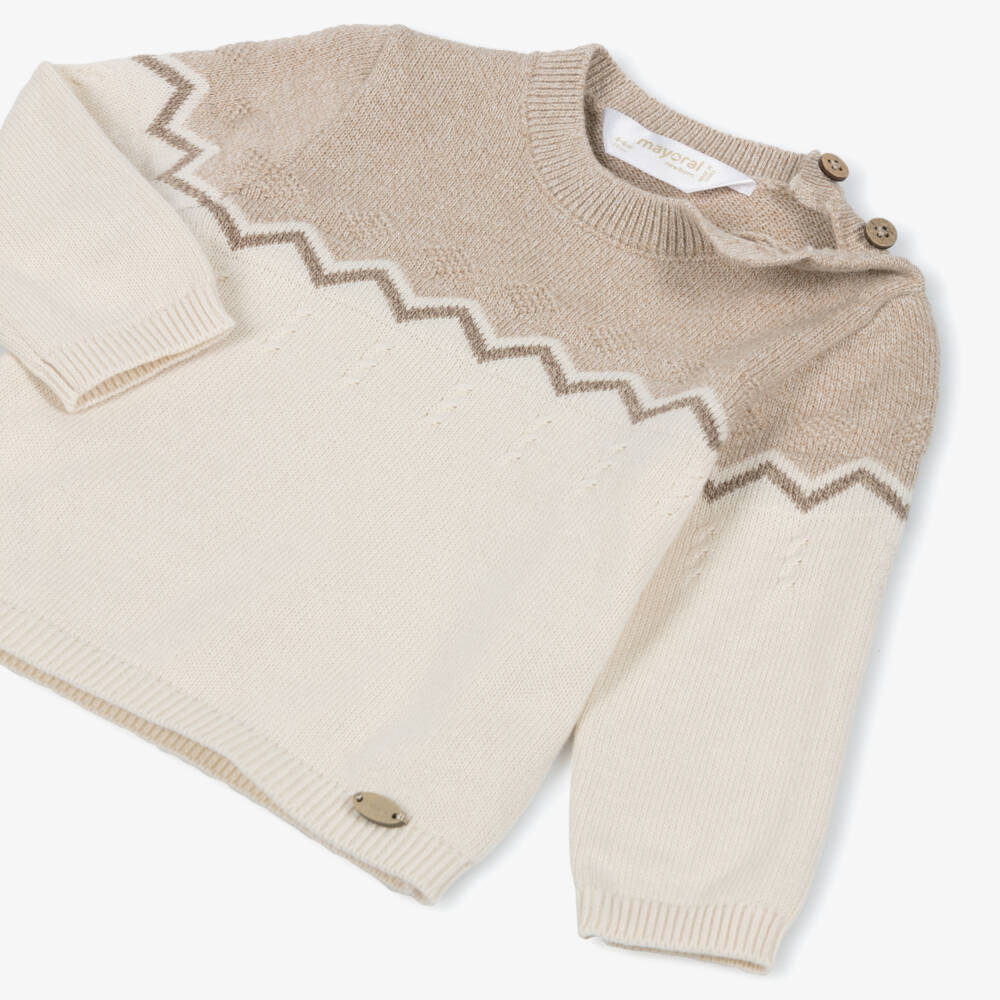 Mayoral Newborn-Brown And Ivory Trouser Set | Childrensalon Outlet