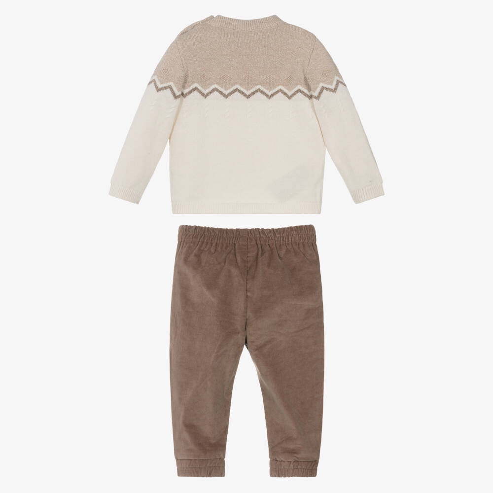 Mayoral Newborn-Brown And Ivory Trouser Set | Childrensalon Outlet