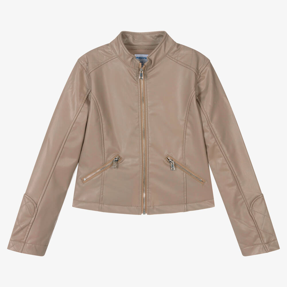 Mayoral - Brown Faux Leather Jacket | Childrensalon