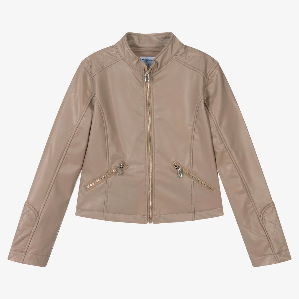 Mayoral - Veste marron en simili cuir | Childrensalon