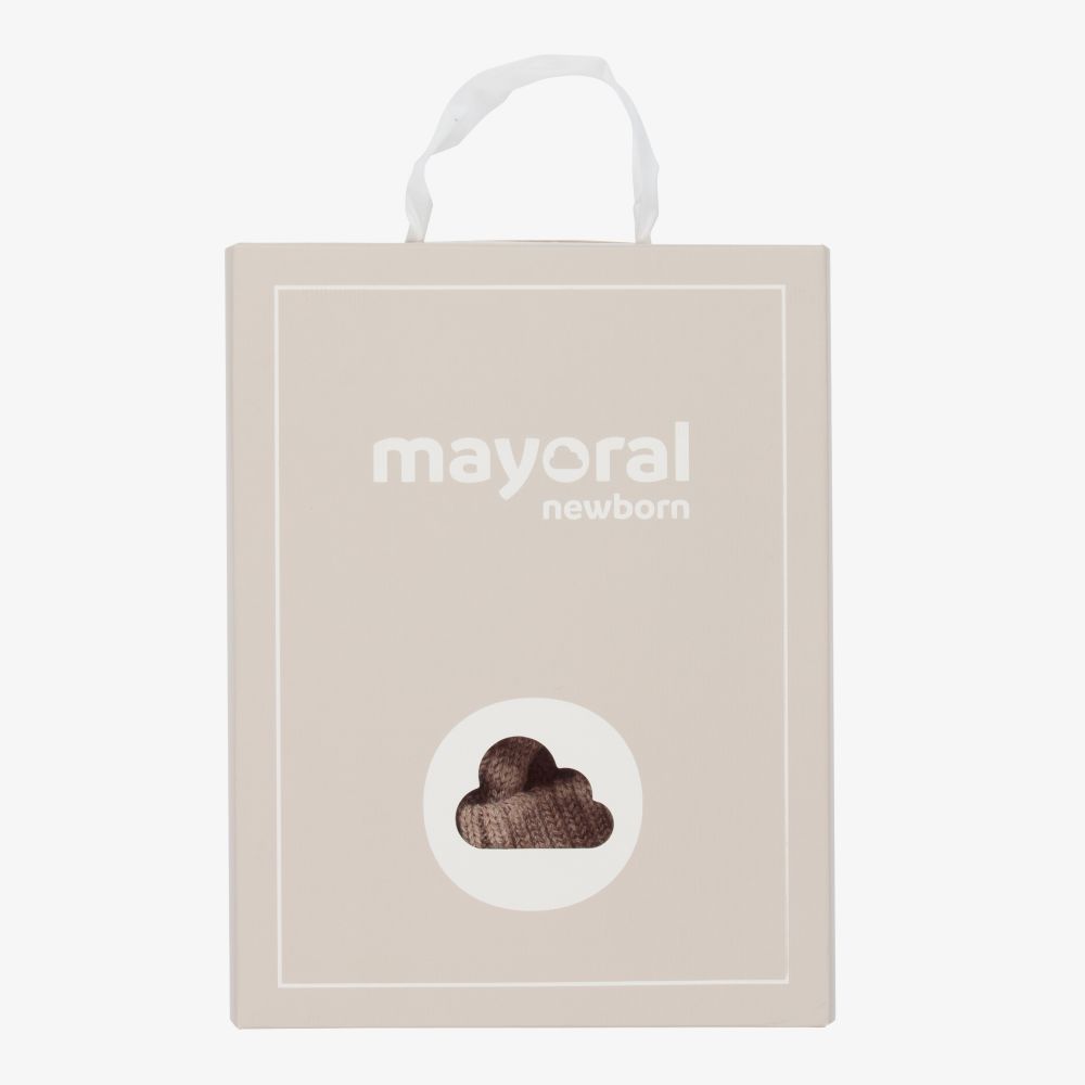 Mayoral Newborn-Brown Knit Hat & Mittens Set  | Childrensalon Outlet