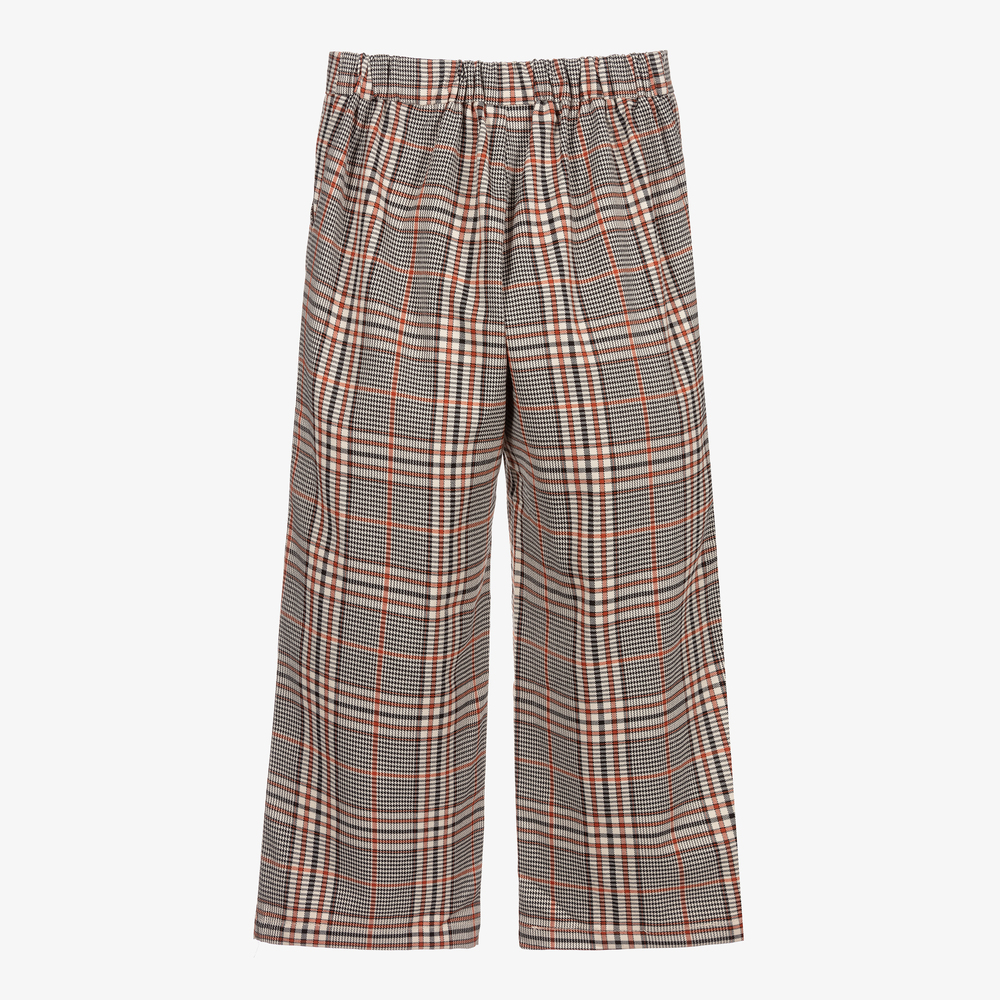 Mayoral-Brown & Orange Check Trousers | Childrensalon Outlet