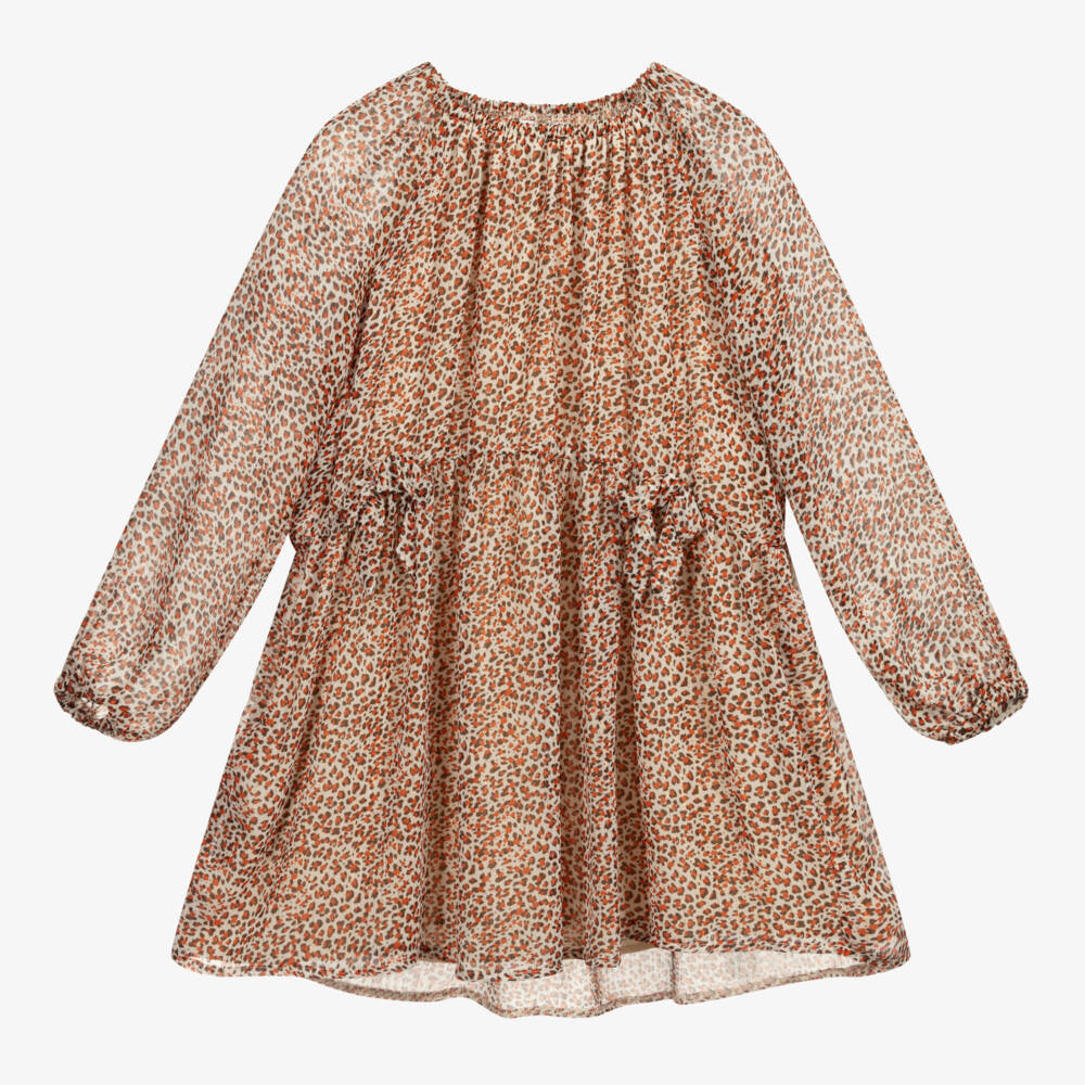 Mayoral-Brown & Orange Leopard Dress | Childrensalon Outlet