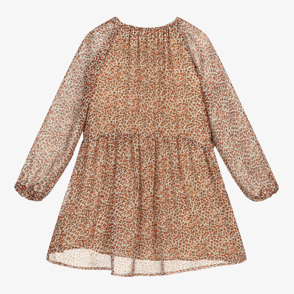 Mayoral-Brown & Orange Leopard Dress | Childrensalon Outlet
