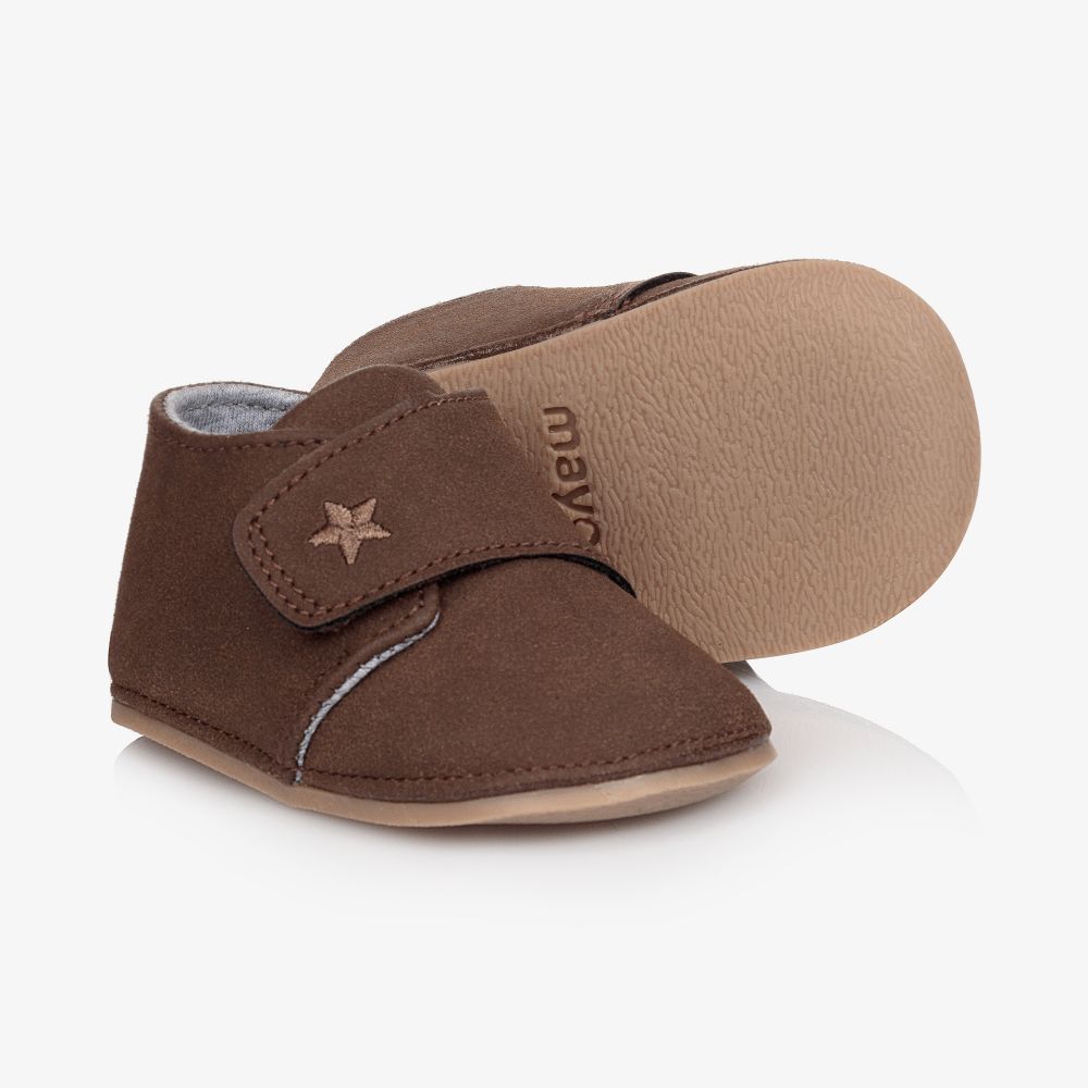 Mayoral Newborn - حذاء جلد صناعي لون بني للمواليد | Childrensalon
