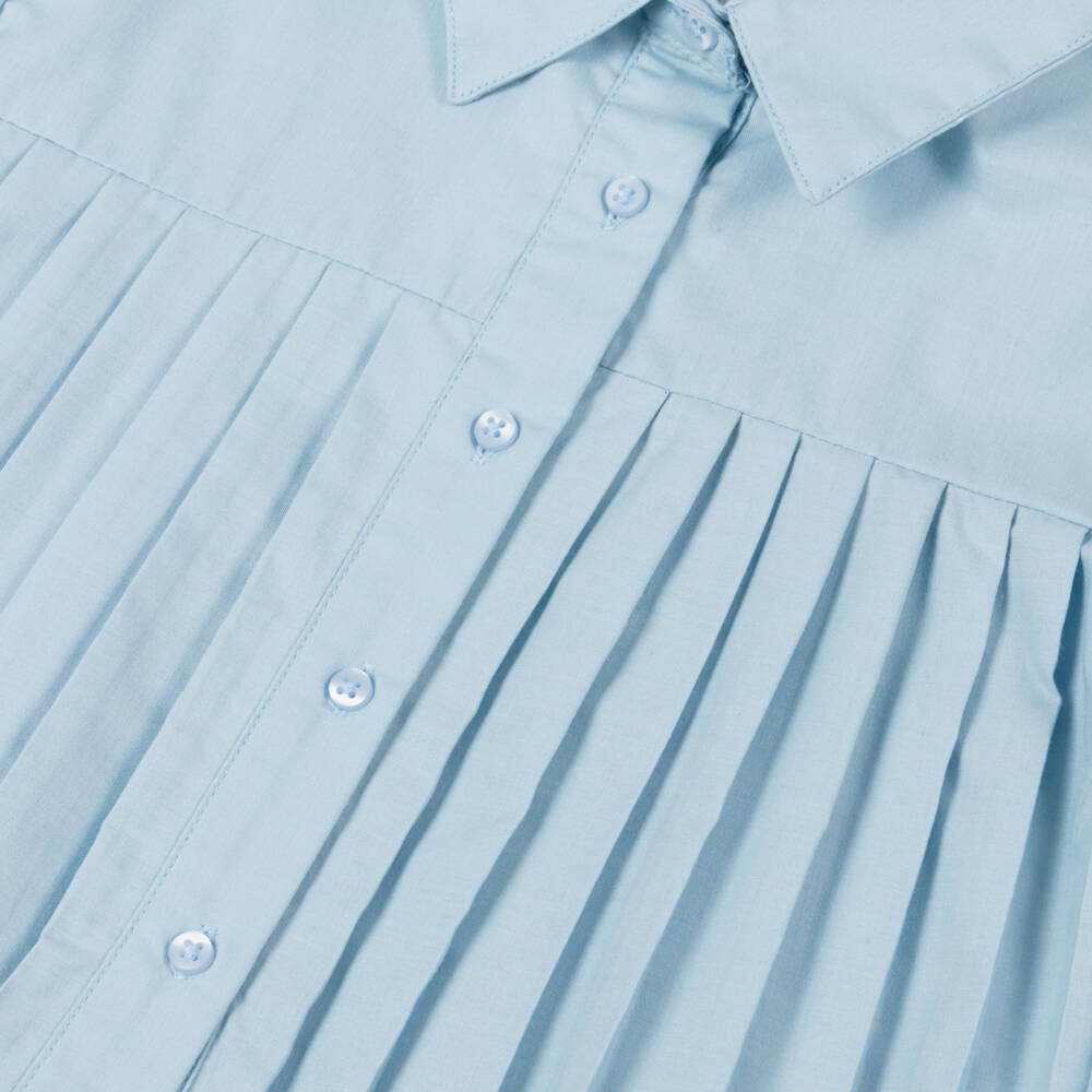 Mayoral-Charming Blue Box-Pleat Top | Childrensalon Outlet