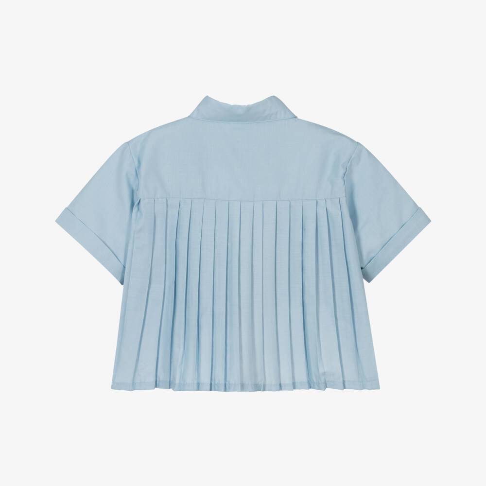Mayoral-Charming Blue Box-Pleat Top | Childrensalon Outlet