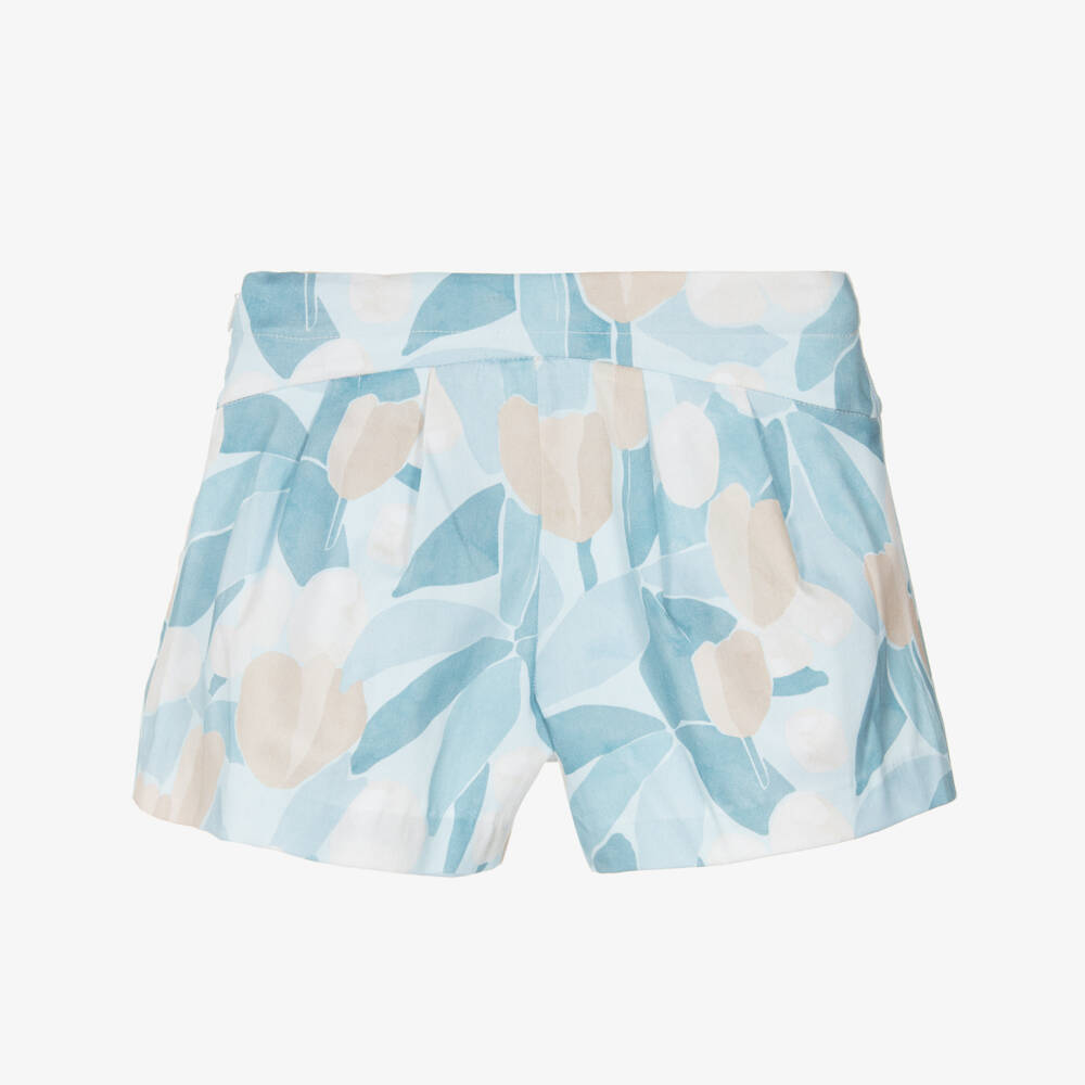 Mayoral-Chic Girls Blue Floral Shorts | Childrensalon Outlet