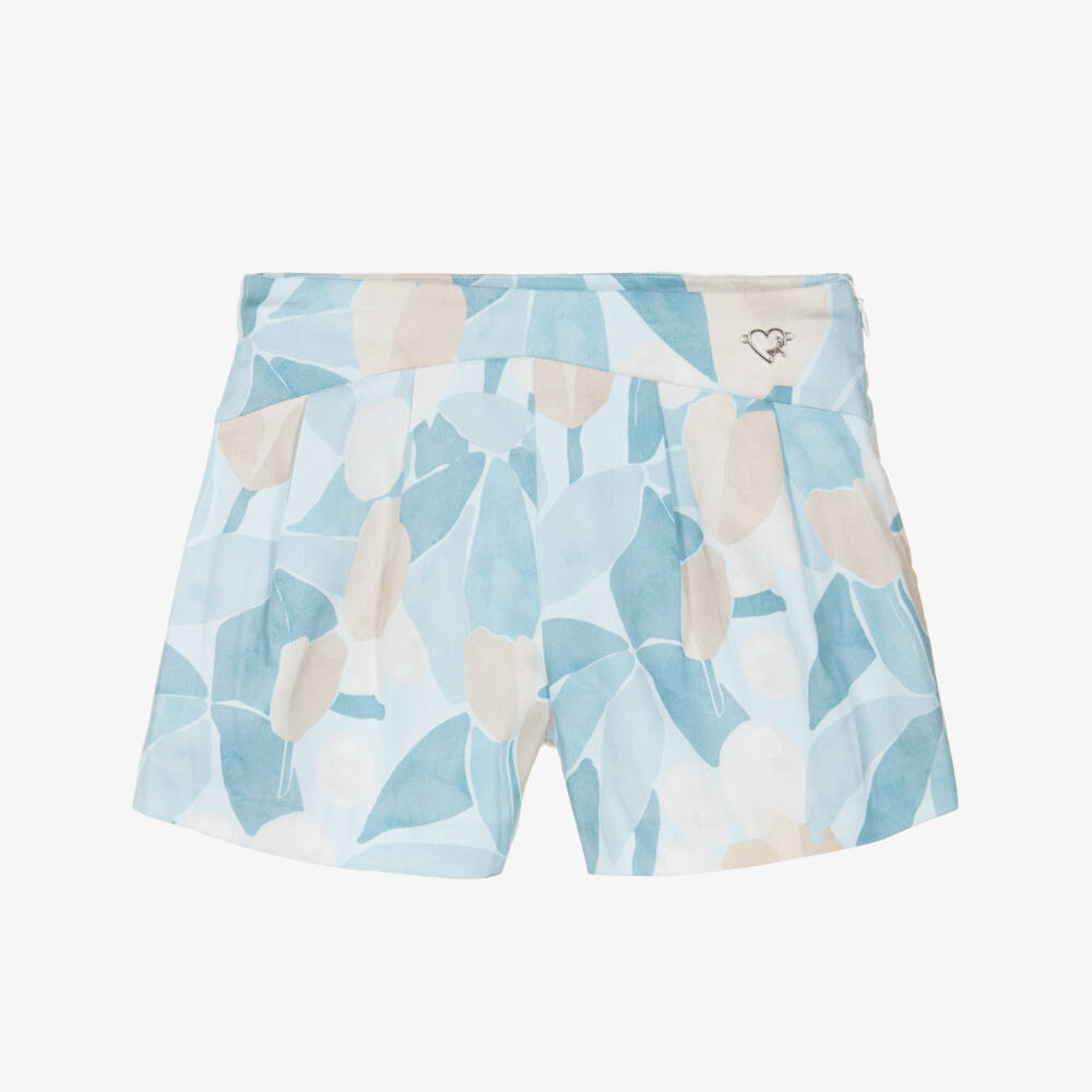 Mayoral-Chic Girls Blue Floral Shorts | Childrensalon Outlet