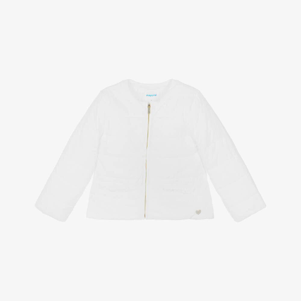 Mayoral-Chic Girls Ivory Quilted Jacket | Childrensalon Outlet