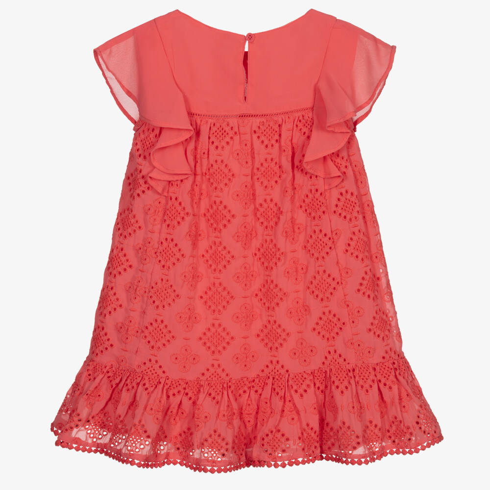 Mayoral-Кружевное кораллово-розовое платье | Childrensalon Outlet