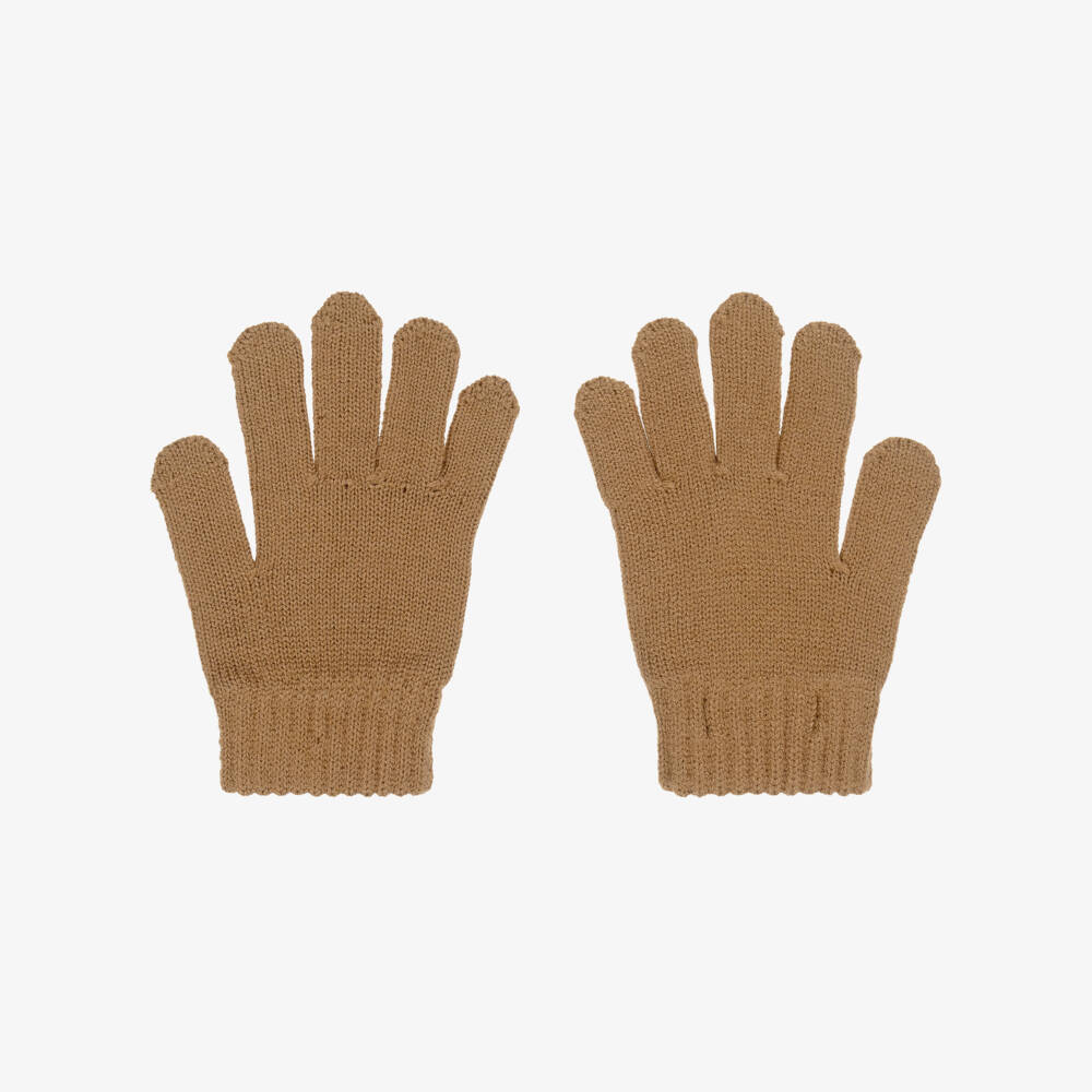 Mayoral-Dark Beige Knitted Gloves | Childrensalon Outlet
